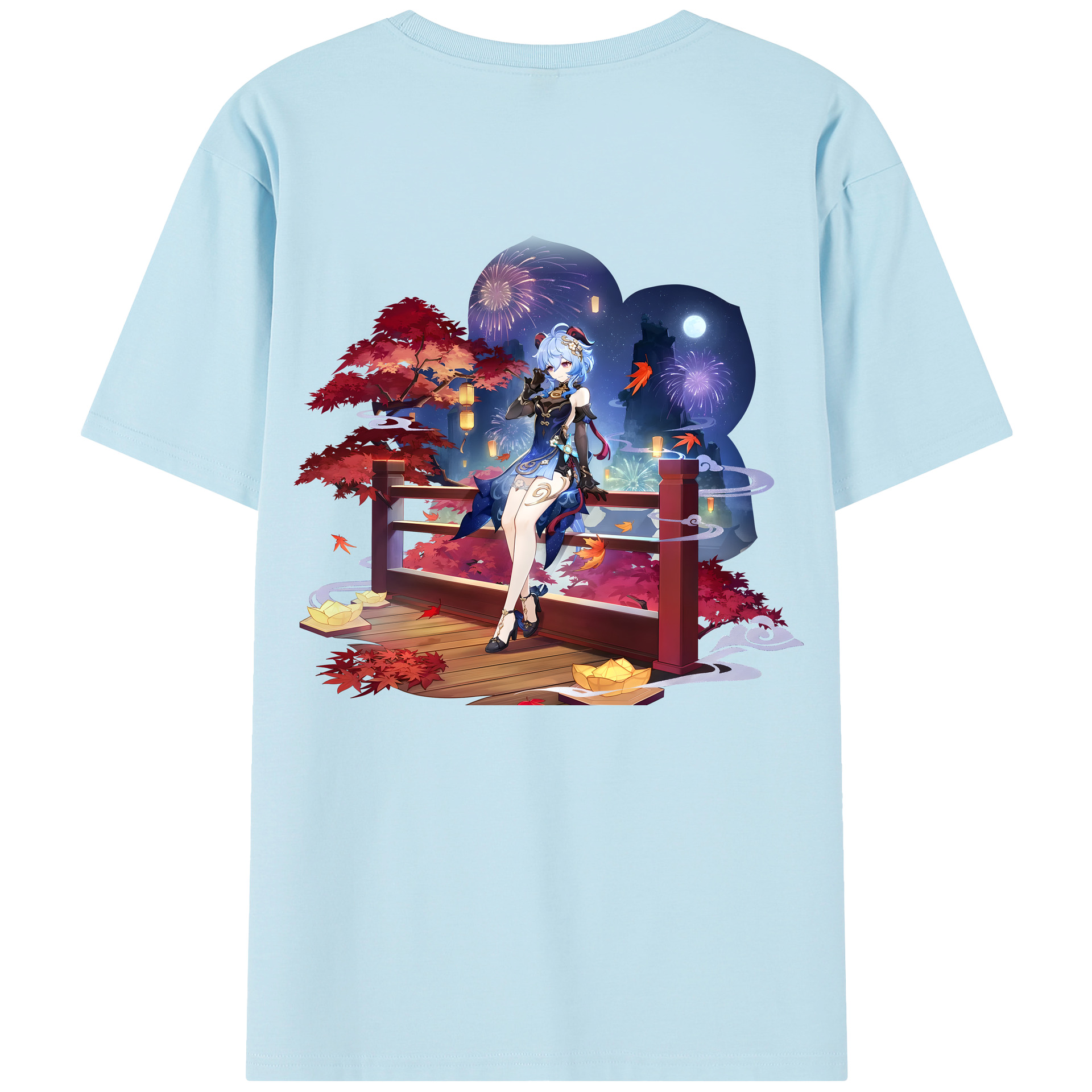 げんし神 甘雨 かんう genshin Ganyu 綿100％半袖Tシャツ（背面プリント）